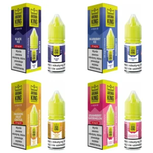 Liquid Aroma King Salt 10 ml 20 mg – smaki Black Ice, Blueberry Ice, Passion Fruit Cactus i Strawberry Watermelon