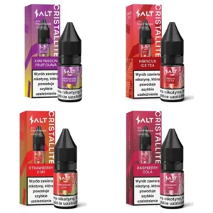 Liquid Cristallite Salt 10 ml 20 mg – Kiwi Passion Fruit Guava, Hibiscus Ice Tea, Strawberry Kiwi, Raspberry Cola