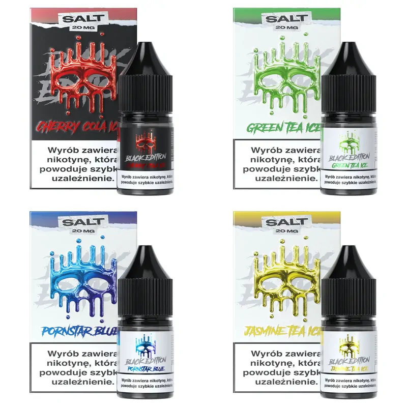 Liquid Dark Line Black Edition 10 ml 20 mg – smaki Cherry Cola Ice, Green Tea Ice, Pornstar Blue i Jasmine Tea Ice