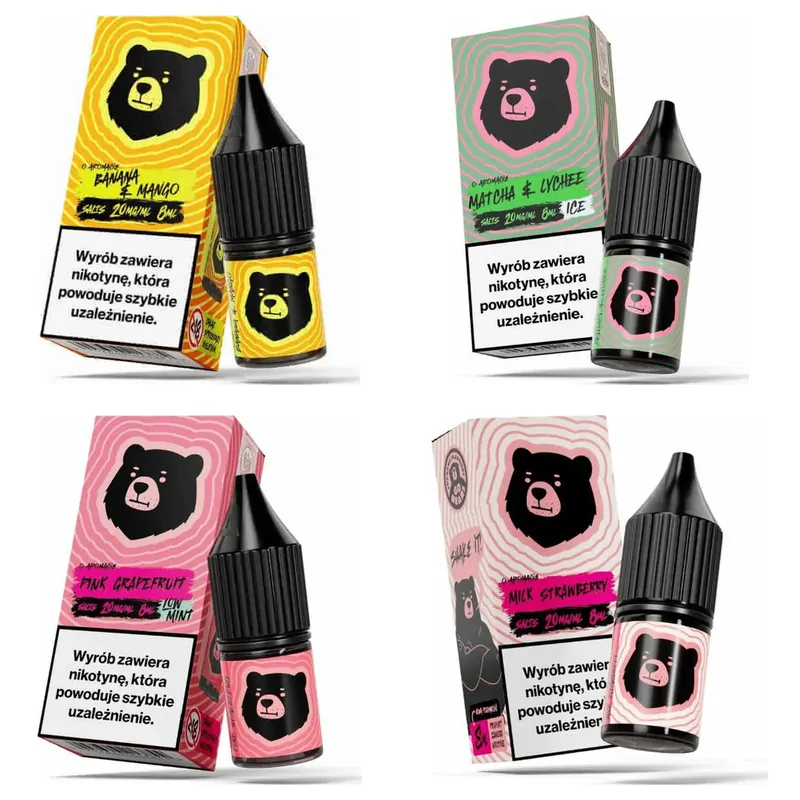 Liquid Go Bears Salt 8 ml 20 mg – Banana Mango, Matcha Lychee Ice, Pink Grapefruit Low Mint, Milk Strawberry