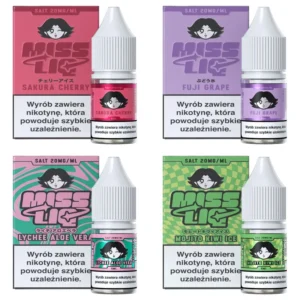 Liquid Miss Liq Salt 8 ml 20 mg – Sakura Cherry, Fuji Grape, Lychee Aloe Vera, Mojito Kiwi Ice