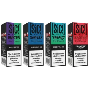 Liquid SIC! NIC 8 ml 12 mg – Aloe Grape, Blueberry Ice, Green Tea Ice, Strawberry Mojito