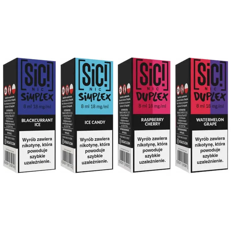 Liquid SIC! NIC 8 ml 18 mg – Blackcurrant Ice, Ice Candy, Raspberry Cherry, Watermelon Grape