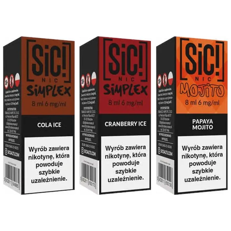 Liquid SIC! NIC 8 ml 6 mg – Cola Ice, Cranberry Ice, Papaya Mojito