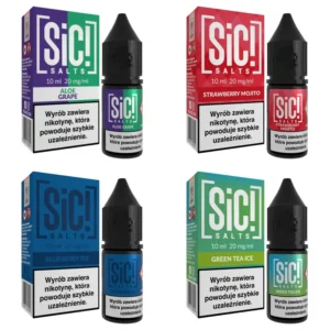 Liquid SIC! Salts 10 ml 20 mg – smaki Aloe Grape, Strawberry Mojito, Blueberry Ice i Green Tea Ice