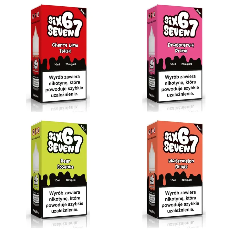 Liquid Six Seven 67 Salt 10 ml 20 mg – Cherry Lime Twist, Dragonfruit Prime, Pear Essence, Watermelon Drops